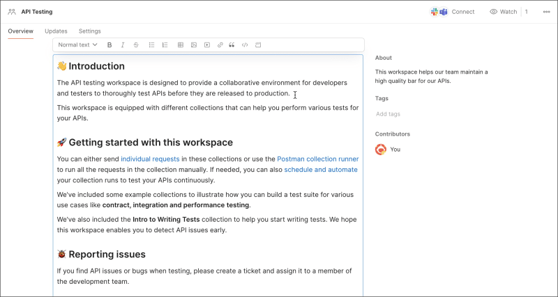 Edit Workspace Summary & Description
