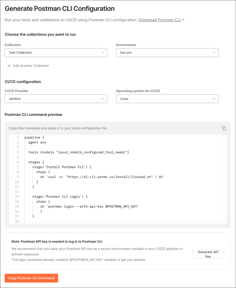 Generate Postman CLI