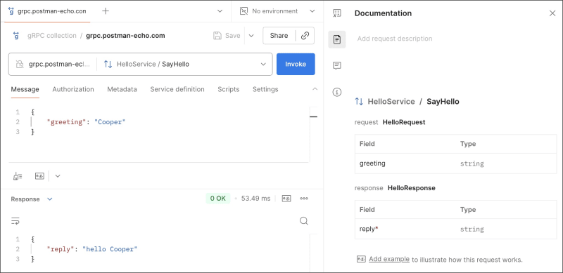 gRPC request interface