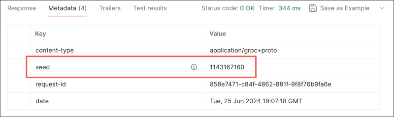 gRPC response seed