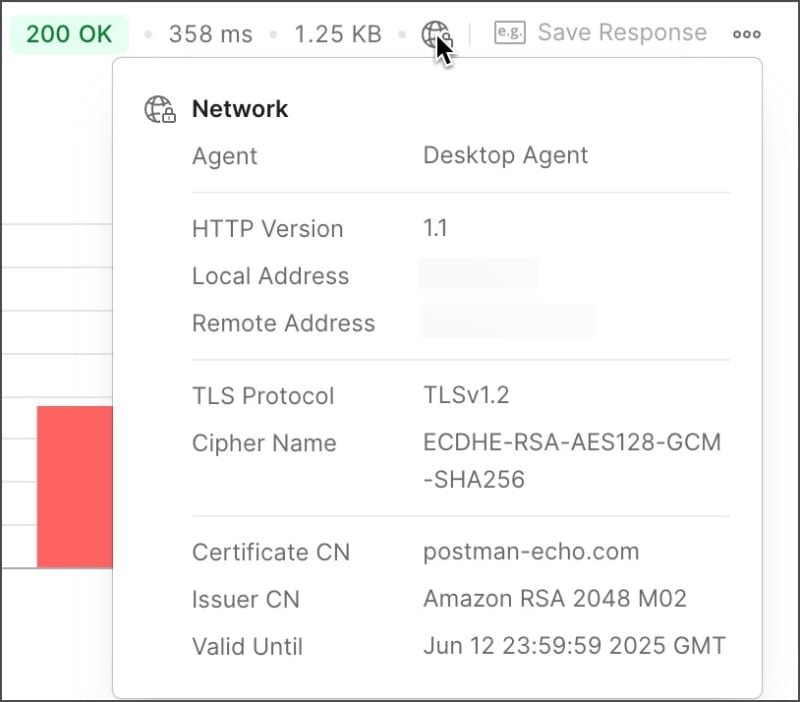 Hover over the network icon for network information