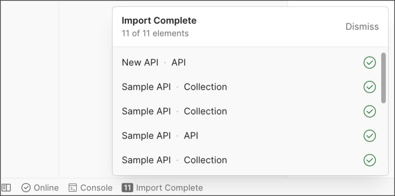 Import complete message