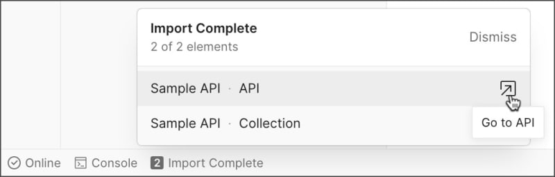 Import complete message
