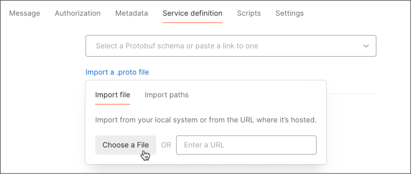 Importing a proto file