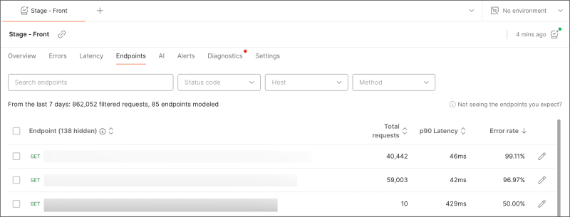 Endpoints tab