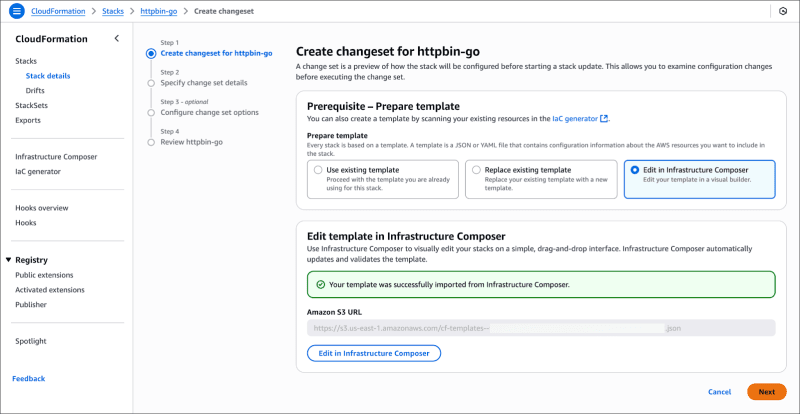 Update stack confirm