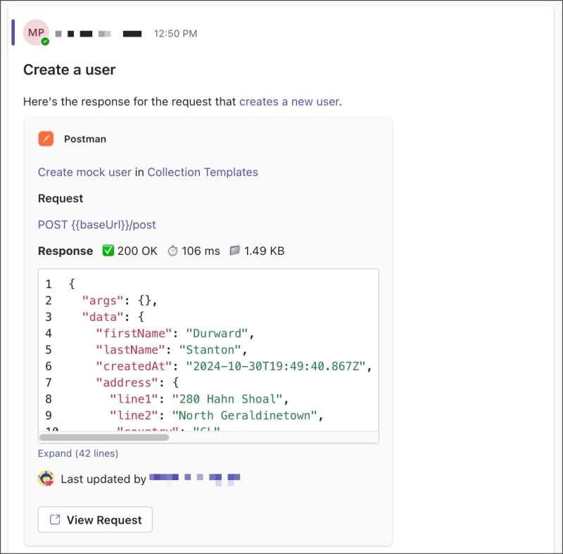 Teams rich links response