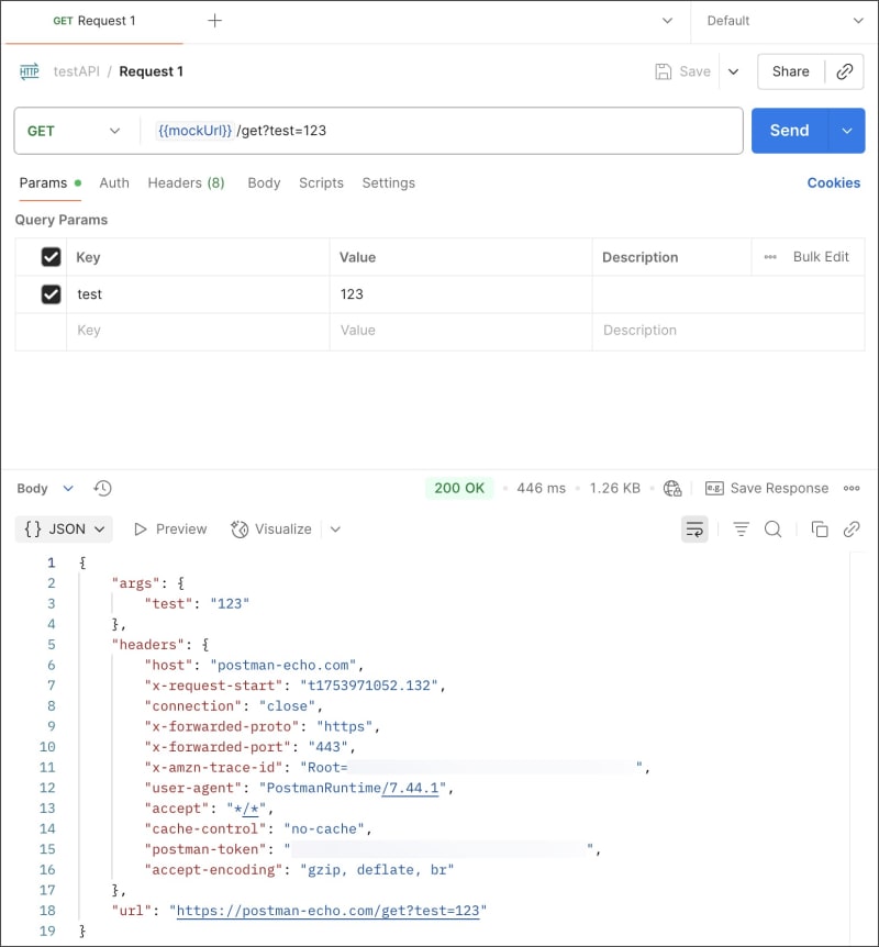Sending a request to the mock server