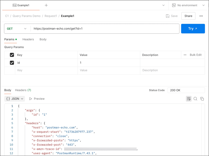 Query parameters example 1