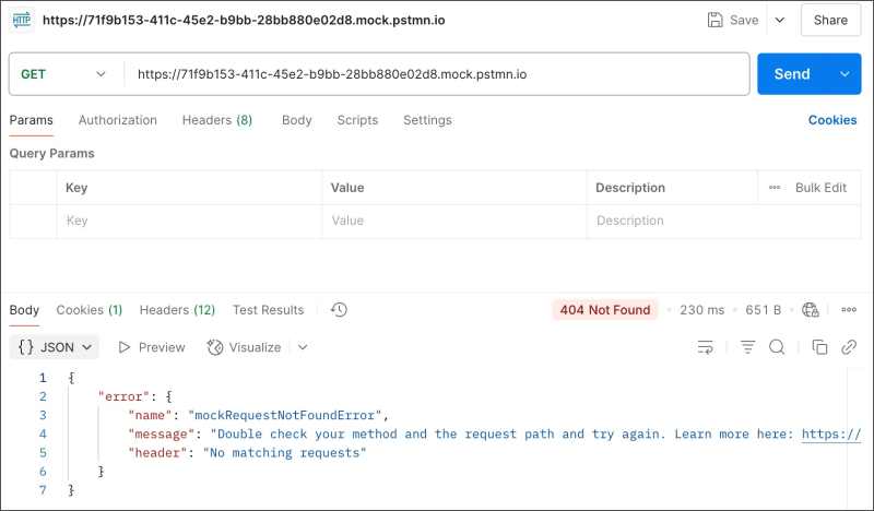 Mock server error response