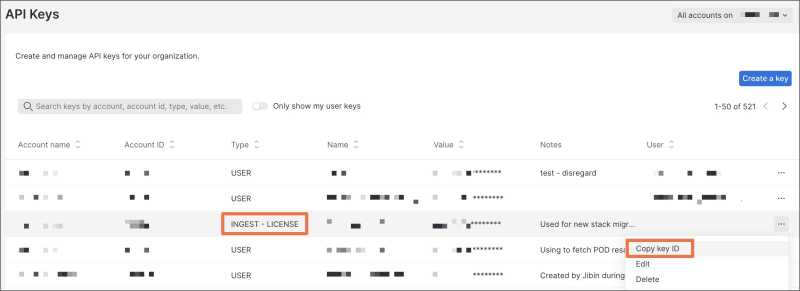 Get a New Relic Ingest key