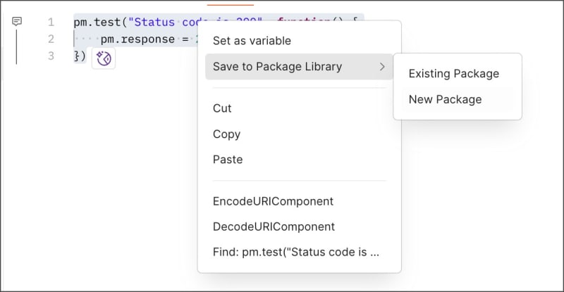Right-click to add code to a package