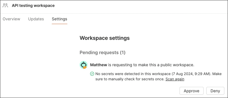Approve request to change workspace visibility