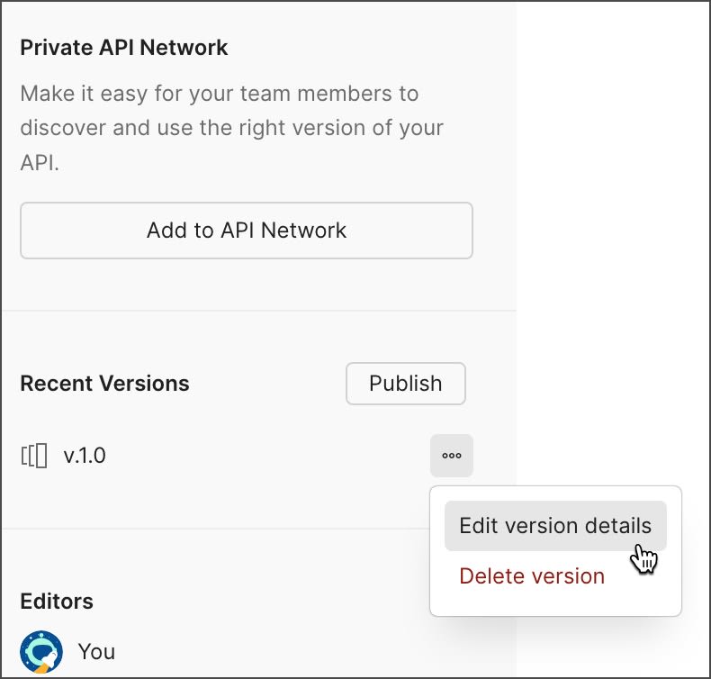 Edit and delete an API version