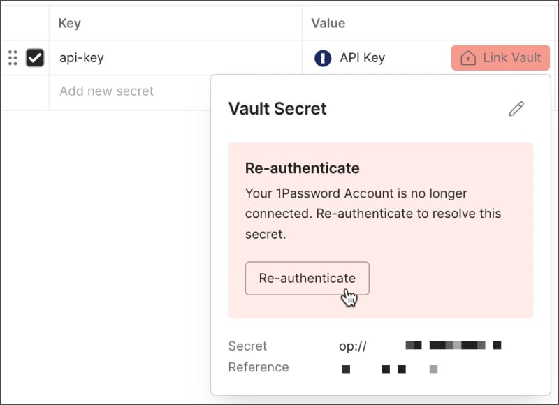 Reauthenticate external vault