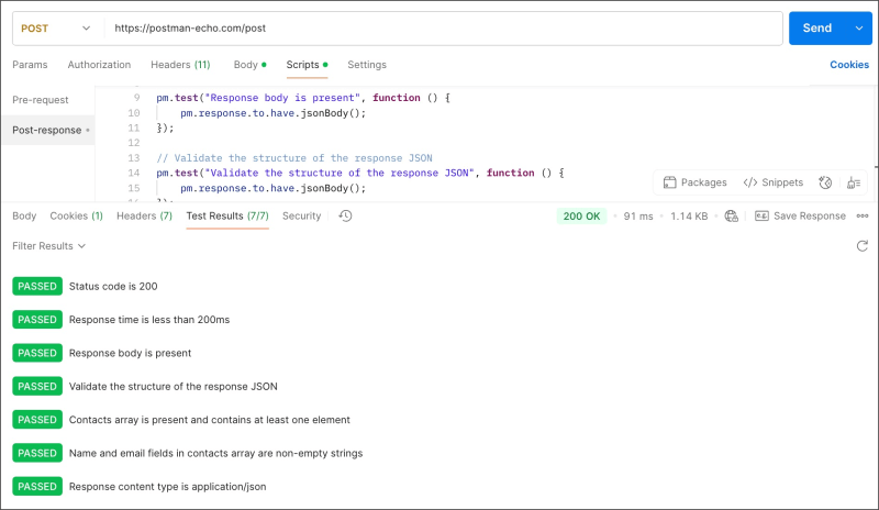 Request Test Tab