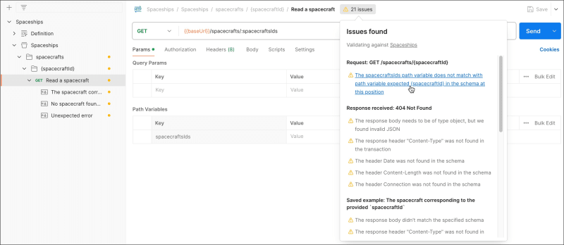 Viewing request validation issues