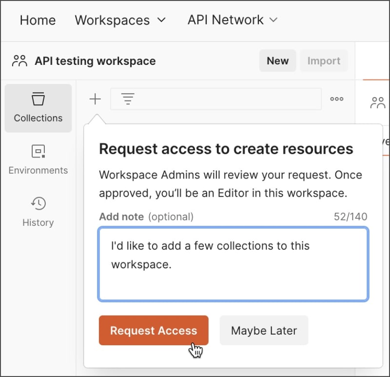 Request workspace editor role