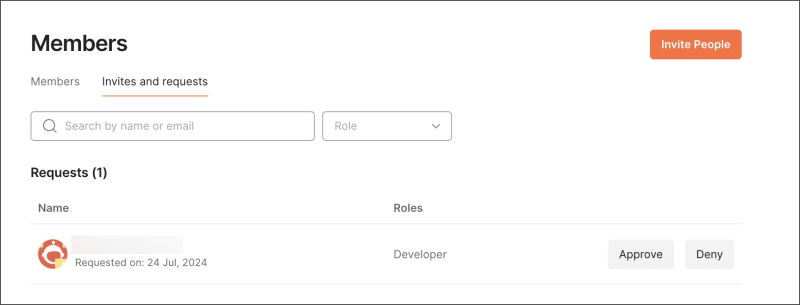 Approve or deny the request to join the team