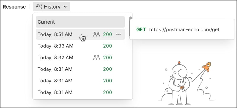 Select a shared request and response from your history