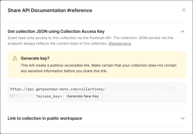 Share a collection using an API