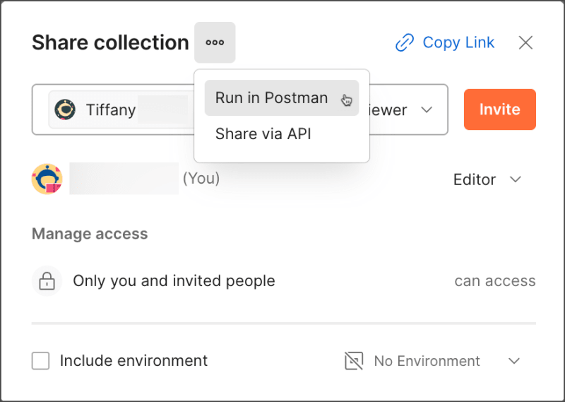 Share using Run in Postman