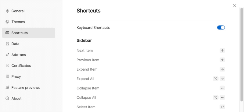 Keyboard shortcuts