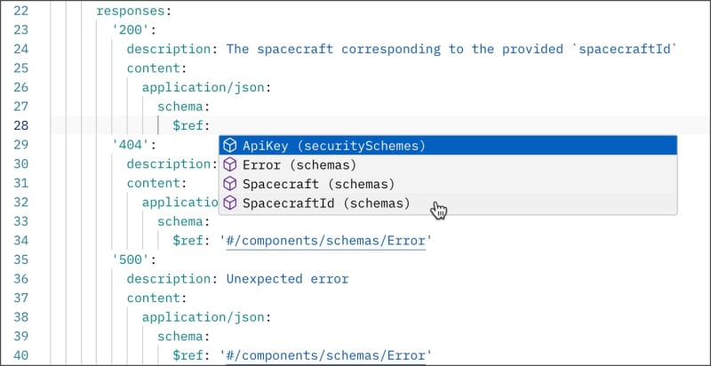 Edit a specification with autocomplete
