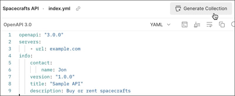 Generate a collection from a specification