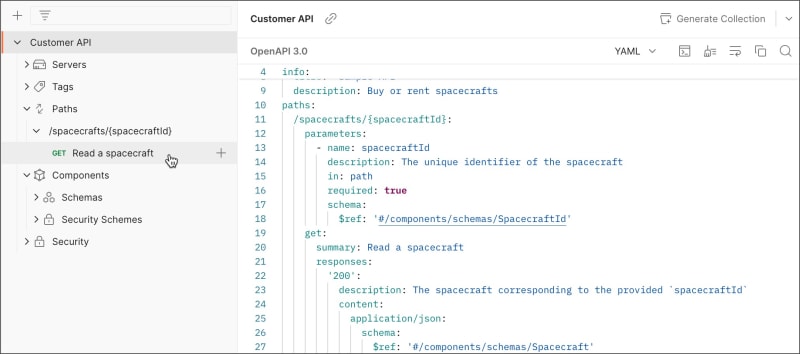 Spec Hub outline view