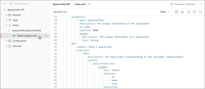 Spec Hub outline view