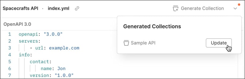 Update a collection from a specification