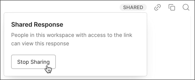 Stop sharing a request and response from your history