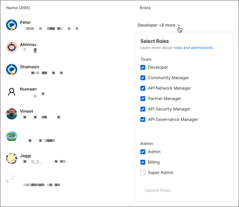 Edit team roles