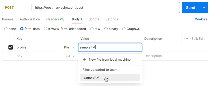 Select a test data file