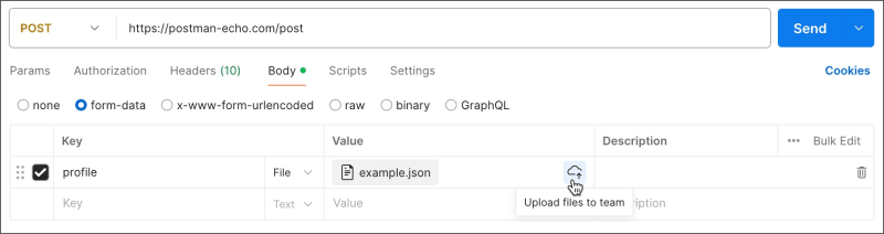 Upload a test data file