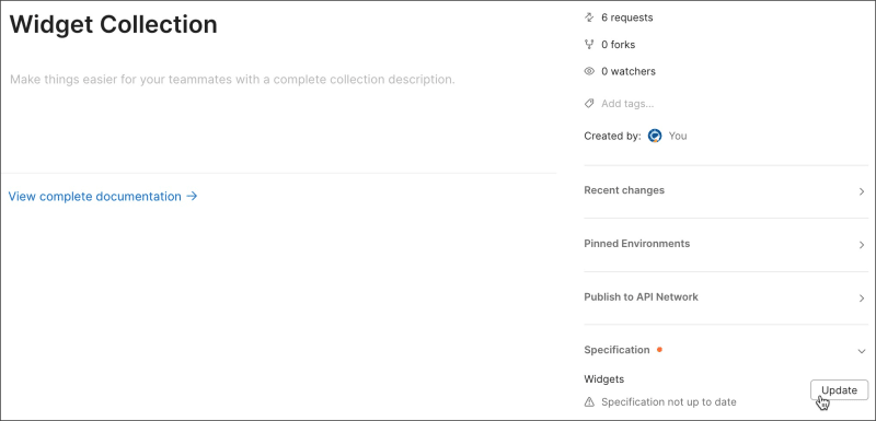 Update a generated specification