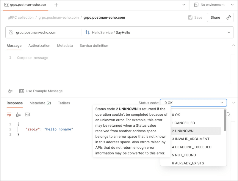 Select a status code