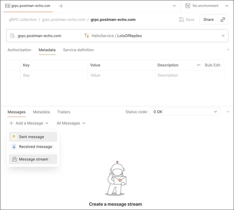 Select Message stream