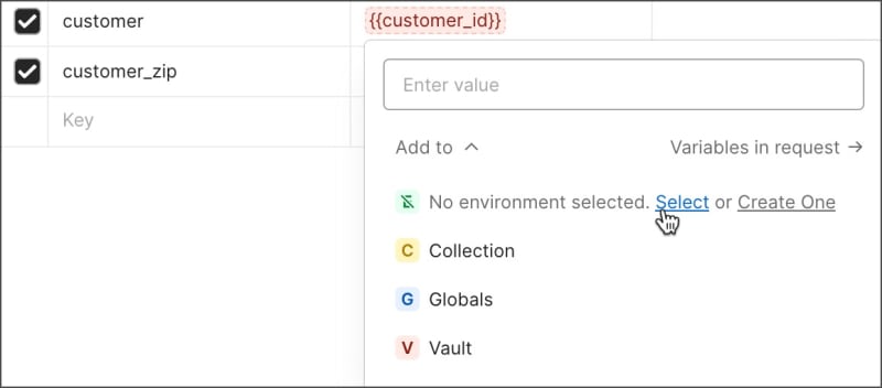 Choose or create an environment for unresolved variables