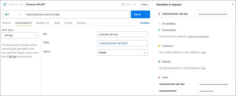Vault secrets used in a request