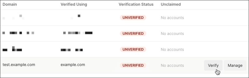 Verify domain later