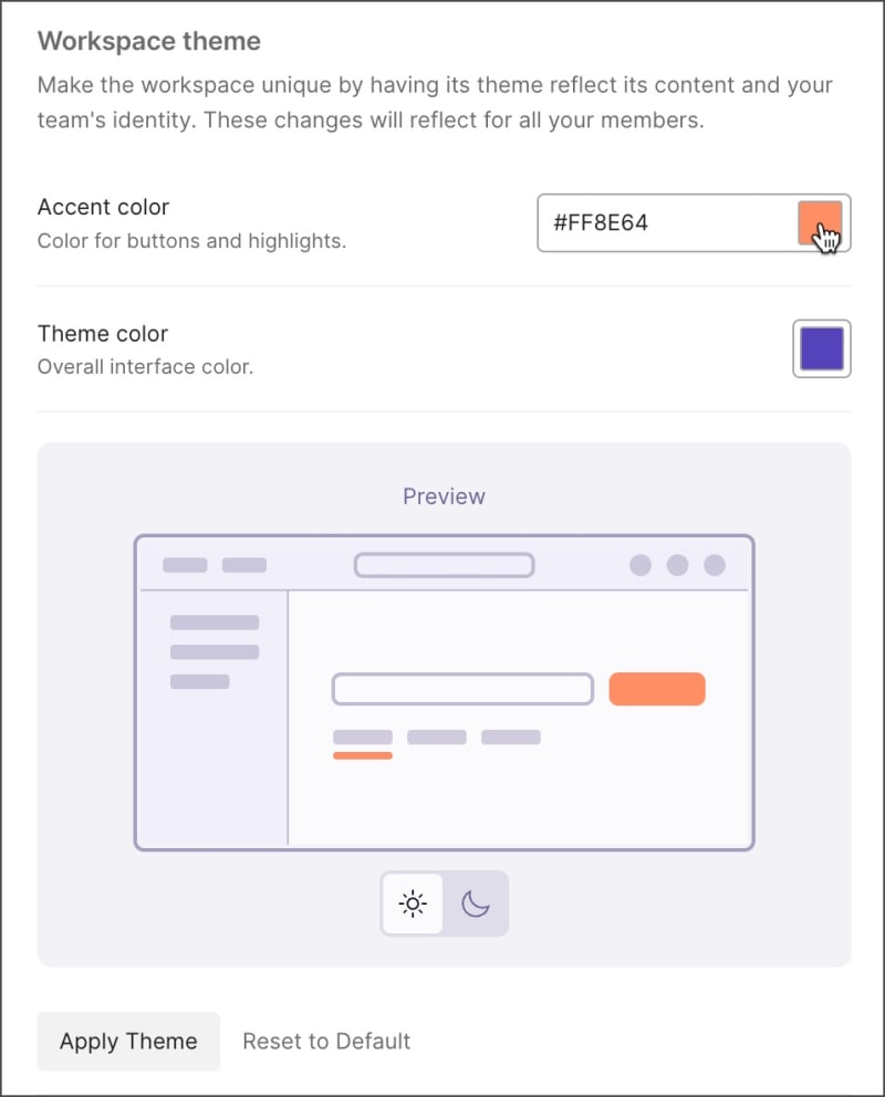 Select a workspace theme