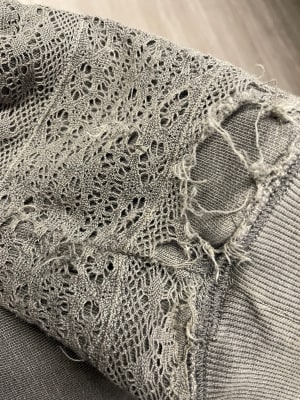 Cotton Lace Panel Zip Up Hoodie Sweatshirt