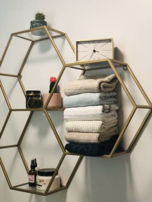 Gold And Glass Honeycomb Wall Shelf World Market