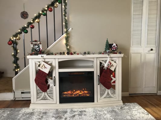 White Mirror Door Electric Fireplace Console Big Lots