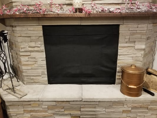 Medium Pavenex Fireplace Blanket Stops Overnight Heat Loss Black
