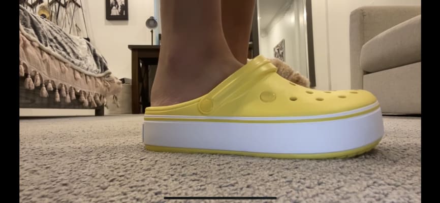 yellow platform clogs