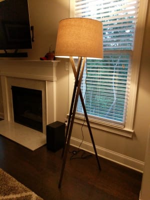 Walnut wood tripod austin floor lamp base sale