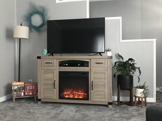 Light Brown Rustic Electric Fireplace Console Big Lots